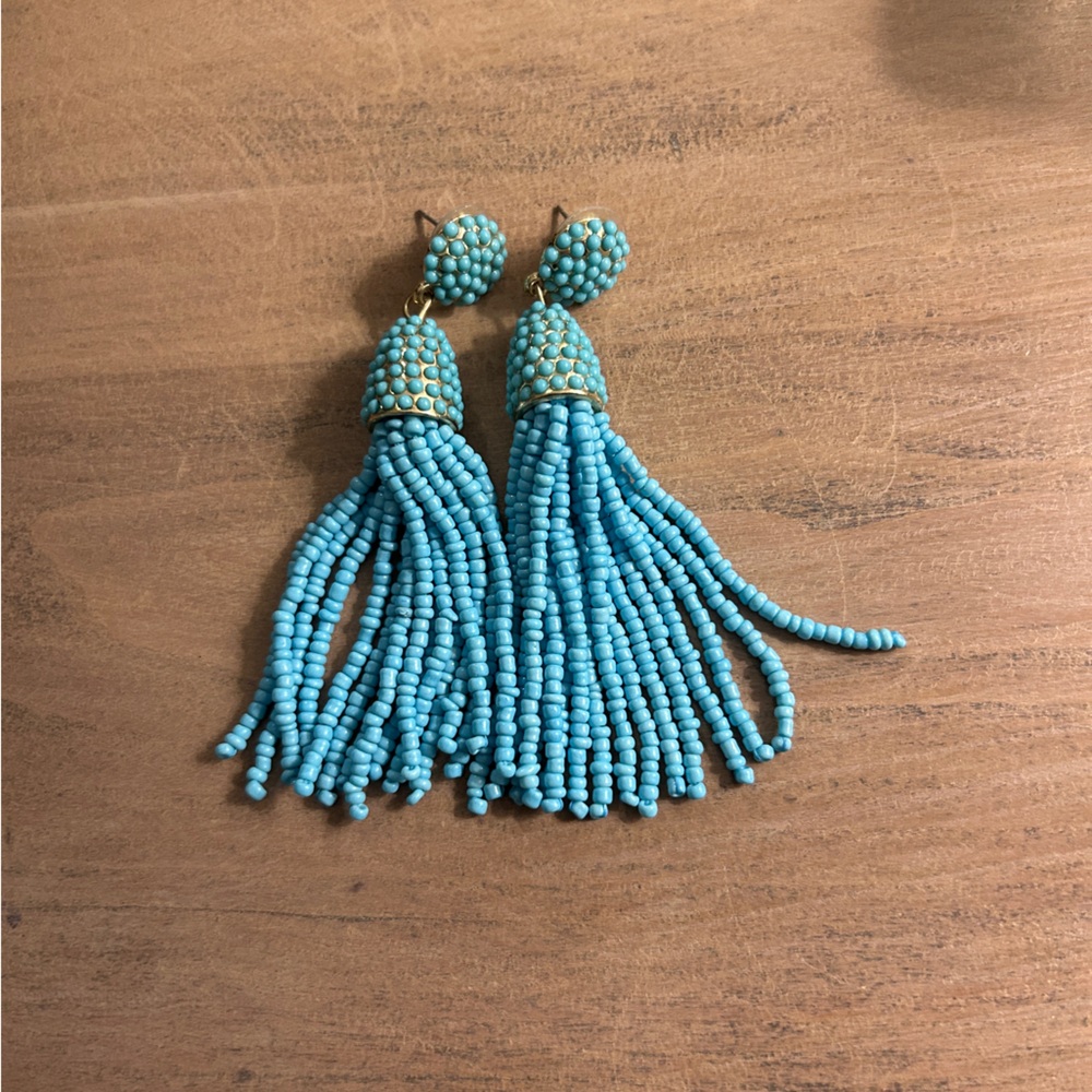 BaubleBar Turquoise Beaded Tassel Earrings